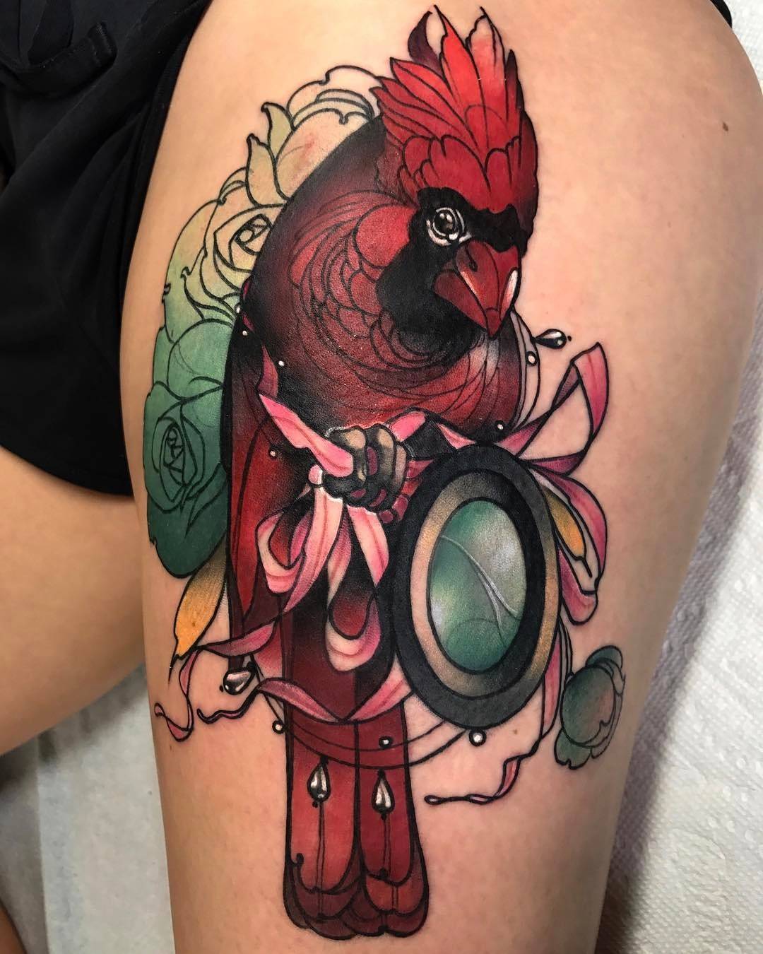 cardinal with flowers tattooTikTok Search