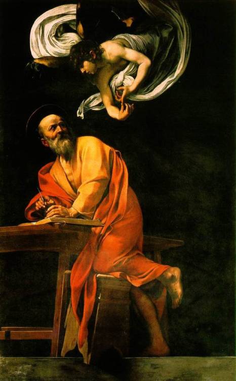 The Inspiration of St. Matthew, Caravaggio, 1602