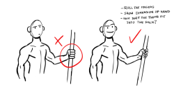 hannecke:  I see this mistake EVERYWHERE and it drives me BONKERS. If you’re drawing something really graphic, this rule does not apply. But if the body is anatomically realistic, the hand shouldn’t be a roll of sausages. 