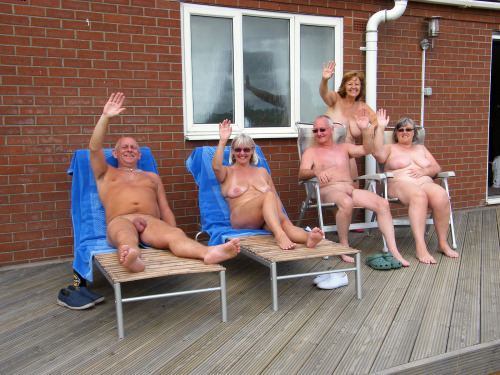 priscillastuff:  Being comfortable naked - There is nothing more enjoyable as a nudist/naturist than relaxing in your own backyard with your loved one.  Of course having friends over and enjoying an adult beverage only enhances the time there soaking