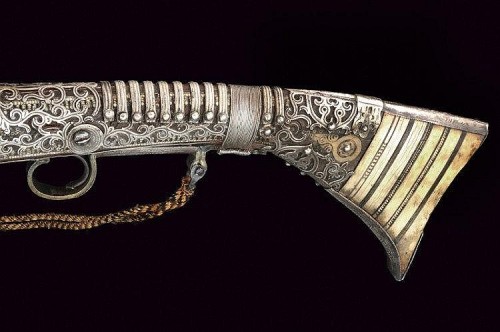 Silver mounted snaphaunce musket originating from Morocco, 19th century.from Czerny&rsquo;s