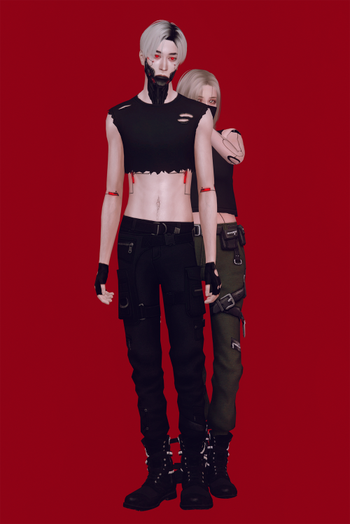 Cyberpank Lookbook~ a little addition to the previous post ~CC:Emon: Hair/Hair Roots/Top/Pants/Boots