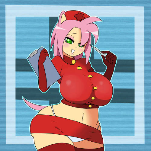 asknikoh:  Humanized Amy Rose as a Nurseit was a sketch a friend requested in one of the streams that i liked so much i decided to do a full colored picture.  < |D’“’