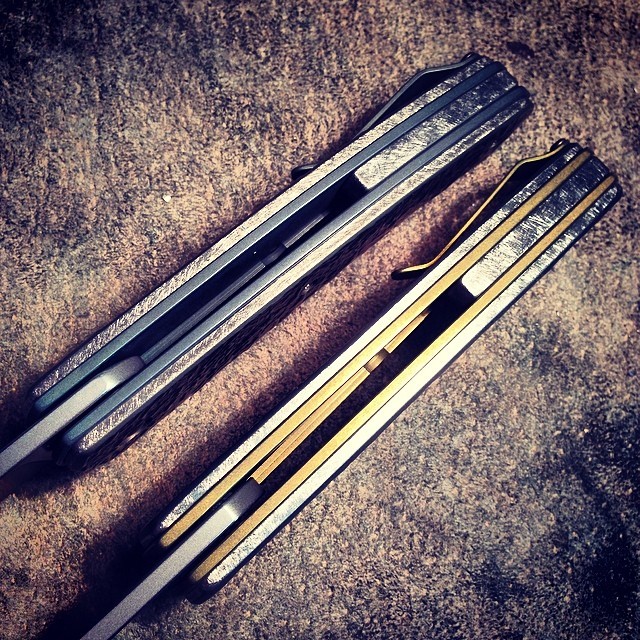 ansoknives:  A detail shot of the two. #anso #bladeshow #almostdone