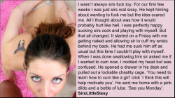 From the Diary of Sirs Little Sissy