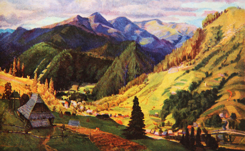 vintage-ukraine:Village in the Mountains by Fedir Manaylo, 1958