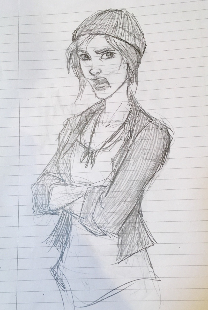 affentier:Made a very quick and sloppy sketch of Chloe Price on the bus today, since