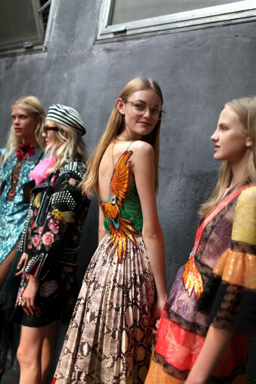 streetofstyle:Willow Hand backstage at Gucci S/S 2016