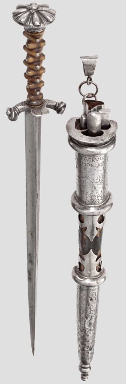 art-of-swords:Brunswick Dagger Dated: 1583Medium: steel, woodMeasurements: Length 44.9cmProvenance: 