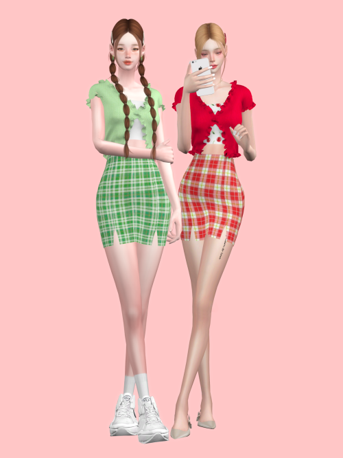 soboro-sims:[soboro] Cute Ruffle Cardigan Slit Skirts New mesh 21 Swatch  Clothing body  All LODs  T