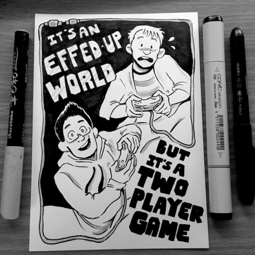 a mini @bemorechillmusical fan art for #inktober, sketched while listening to Two Player Game on the