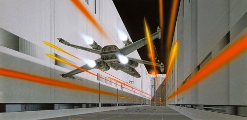 talesfromweirdland:Death Star concept art (and matte, last image) by Ralph McQuarrie. STAR WARS (197
