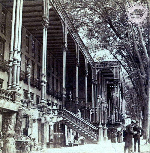saratogahistoryroom: This half of an undated stereoview shows the promenade of the Grand Union Hotel