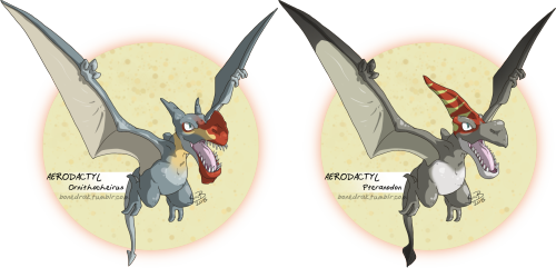 bonedrak:Jumping on the bandwagon and made some Aerodactyl variants based on pterosaurs. The Dsungaripterus one is just kind of loosely based on it but the other two should be pretty obvious. I was considering making a Nyctosaurus one too but that’d