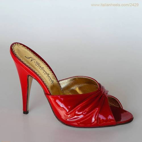 Red patent leather 4inch high heels mule slippers www.Italianheels.com/2429 #highheels #heels #itali