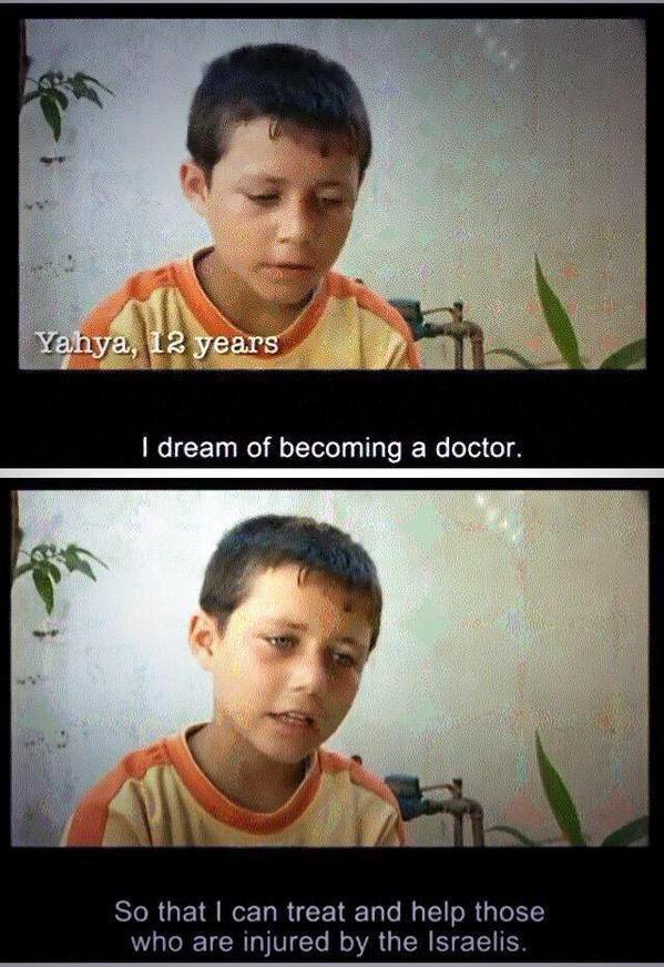 from-palestine:  [ Palestinian child dreams of becoming a doctor. ] So that he can