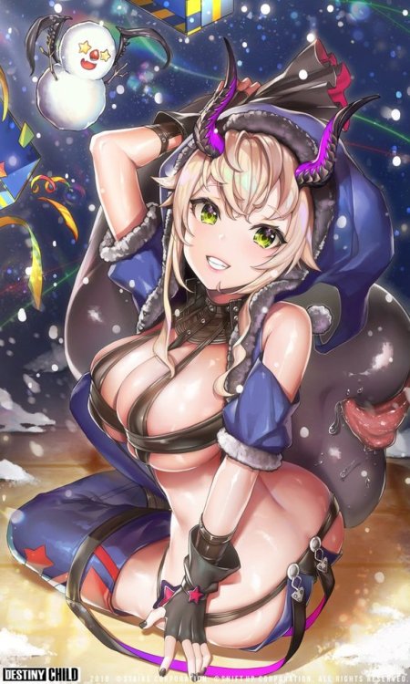 yoruyoru108: &ldquo;デスティニーチャイルド、★5ソウルカルタ「クリスマスギフト」のイラストを描かせていただきました✨女体化サンタクロースという事で、すごく思い入れ深いイラス