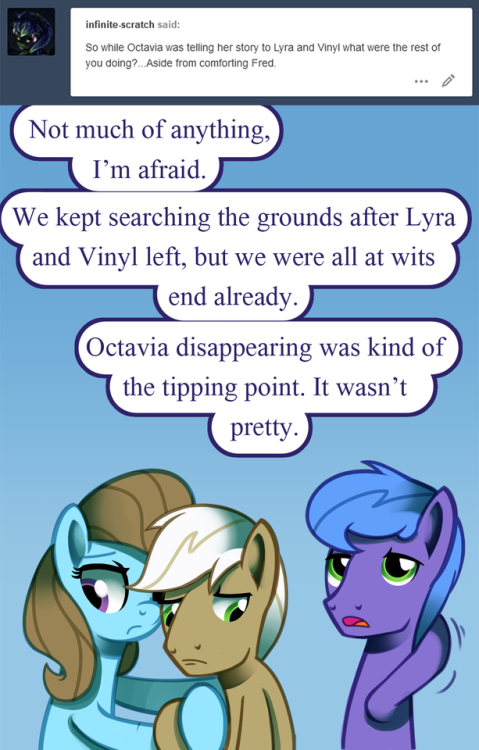 ask-canterlot-musicians:RIP Fred’s Sanity. Somepony get him a pancake. Ohdears xD