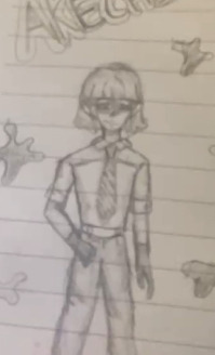 The Really Low Quality Image Of A Drawing I Did Of Akechi Goro From Memory That I Drew For My Friend.