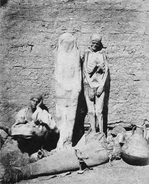 ancientorigins: Street vendor selling mummies in Egypt, 1875. Photograph by Félix Bonfils.