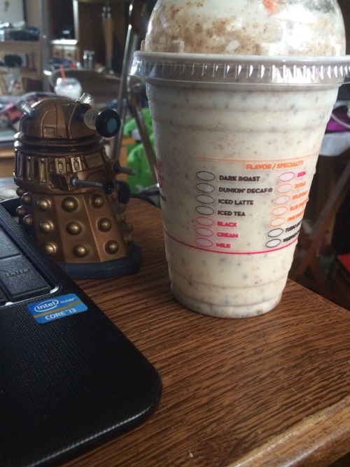 littledalekadventures: The little Dalek tries a iced latte and decides not to exterminate it.