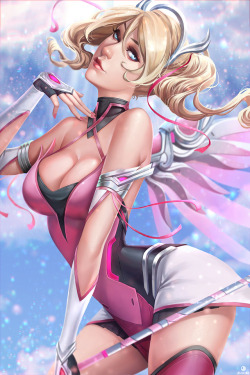 jellyemily:  | FACEBOOK | TUMBLR | INSTAGRAM | ARTSTATION | PIXIV | TWITTER | PRINTS | GUMROAD |  😇 #PinkMercy I love the cause for this skin ❤ It’s amazing.. Thank you #Blizzard #Overwatch for making this possible 👏  If you enjoy my art, feel