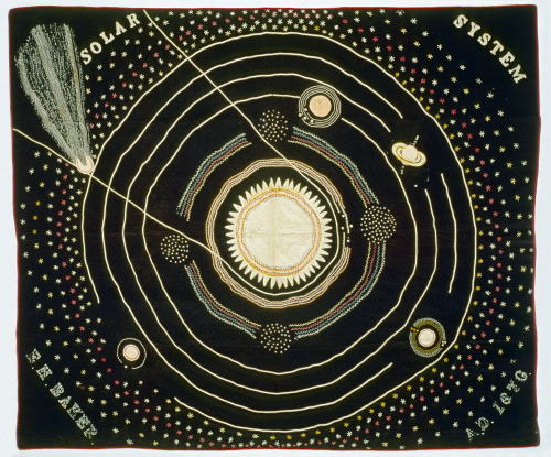  Solar System Quilt by Ellen Harding Baker (1847-1886, USA), 1876, wool, silk & cotton; applique
