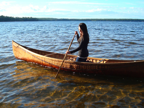Birch bark canoe.
