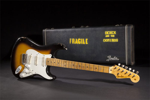 glorifiedguitars:  Most Expensive Guitars Sold - as requested! 10. Eric Clapton “Brownie” Stratocaster, or the “Layla” guitar. Sold for 蹢,0009. Eric Clapton’s Gold Leaf Stratocaster built by Fender Custom Shop master builder Mark Kendrick,