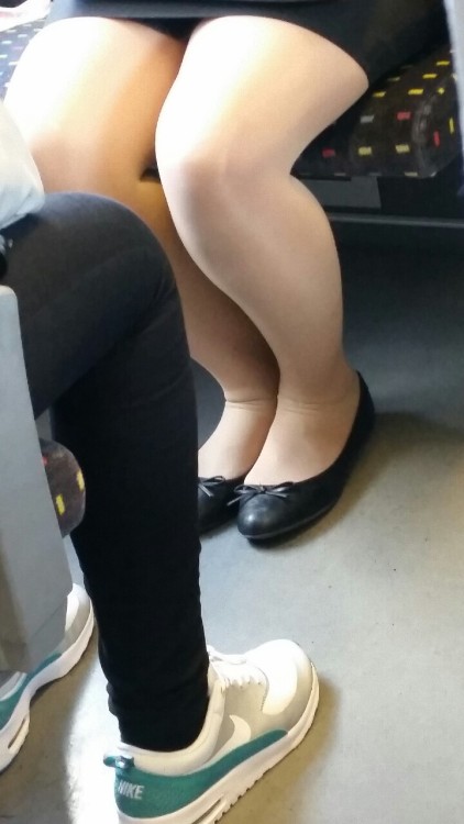 Sexy legs in pantyhose strumpfhose voyeur train tights...