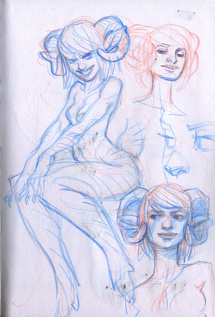 makkon:  This week’s sketchbook featuring Puckette the Faun. Trying to figure out