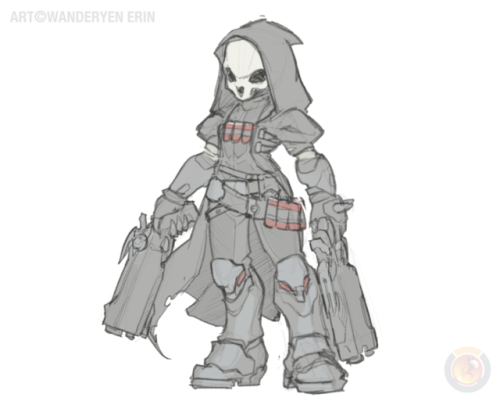 Characters from Overwatch, Training sketches based on Grand Chase style by Wanderyen Erin Part II