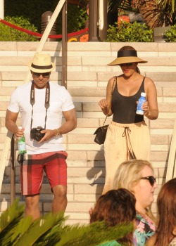 So I see these 2 coming down the steps at the Encore Beach Club.