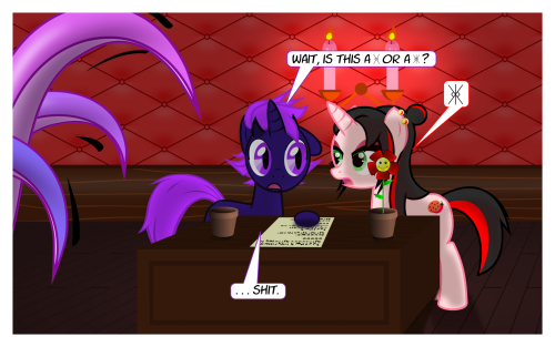 cayennesdungeon:Cayenne, mistress of the intentionally misleading writing! Starring @phantomthorns and a completely innocent flower. “Bad” End it says >w>