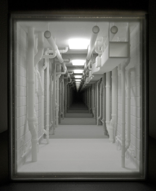 theotherwesley: littlelimpstiff14u2:  Guillaume Lachapelle’s Mirrored Dioramas Create the Illusion of Infinite Space Canadian artist Guillaume Lachapelle explores the infinite in this series of mysterious 3D printed dioramas titled Visions.  Sitting