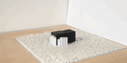 theverge:   MIT’s new shapeshifting display can build miniature buildings     Kinetic Blocks works by feeding spatial information read by a Microsoft Kinect into the display, allowing it to respond to physical objects. The new project is extremely