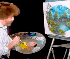pbsarts:  giffing-and-bullshit: Riverside Escape Oval  Today would have been Bob Ross’71st birthday 