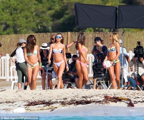 thesuperangels: Lily, Behati, Alessandra and Candice shooting for VS Swim in Puerto Rico.