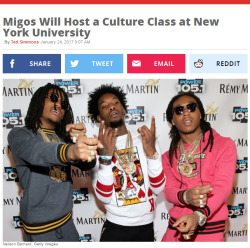 king-emare:  lagonegirl: To the unfamiliar, whether climbing the pop charts or smoking out late night green rooms, Migos do it for the culture, the group announcing Monday evening that they will be bringing their transcendent ways to the classroom. Taking