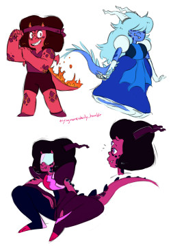 tryingmomentarily:  Ruby, Sapphire, and Garnet Dragons!!! Thats the last of the current Crystal Dragons :D 