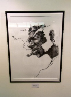 as-warm-as-choco:  Afro Samurai (アフロサムライ) creator illustrates his characters. From the Takashi Okazaki (岡崎 能士) Exhibition that took place @STITCH, Tokyo (Saturday / 2009.12.12). He drew the last one live. (Source: 1 &amp; 2)