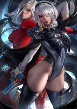 zumidraws:  Bayonetta X Nier Automata crossover  High-res version, nude version, psd and other goodies on patreon: https://www.patreon.com/zumi  