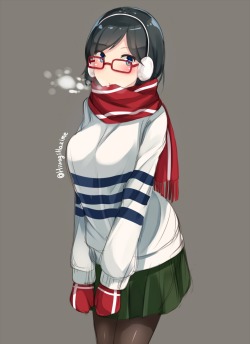 hiiragihazime:  ワンドロで描いたかわいい系な霧島ネキ。 冬服は女の子をかわいくしてくれますね。