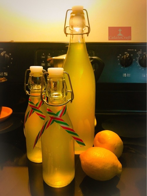 Finally finished making my batch of limoncello! After steeping my lemons in alcohol for two years! I