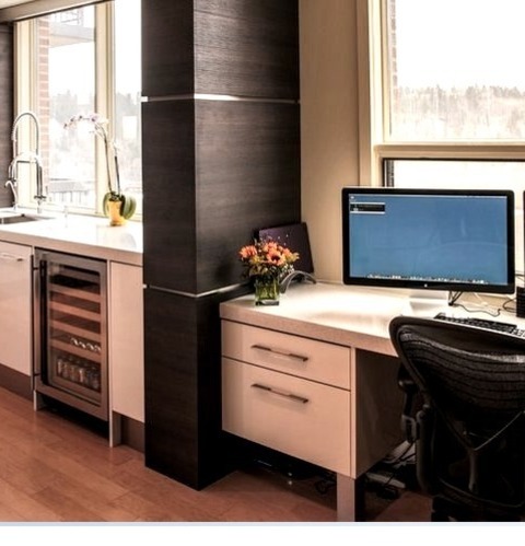 Traditional Home Office - Built-InInspiration For A Small Timeless Built-in Desk, A Light Wood Floor,