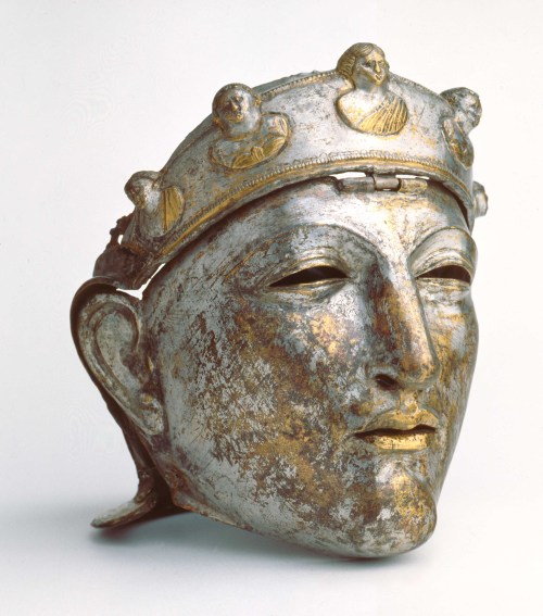 archaicwonder:Roman Parade Helmet MaskThis gilded mask, once part of a helmet, was dredged from the 