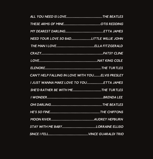 kingschultzies:  love was made for you and me a playlist for sharing chocolate milkshakes