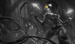 Monochromatic Splash Art: Haunted Zyra by