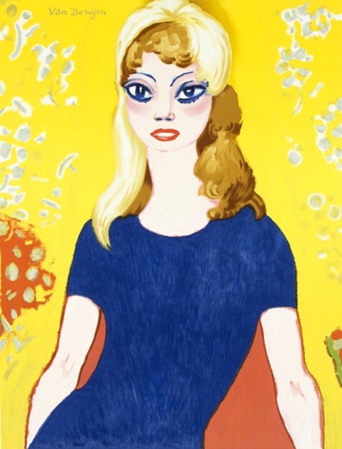 talesfromweirdland:‪Dutch/French artist Kees van Dongen (1877-1968) paints Brigitte Bardot’s portrai