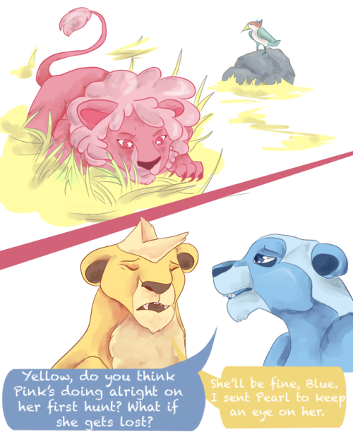 sutasavvy: Some drawings I did of @ruthfigueroa19‘s bellow lion au! Featuring Pink’s fir